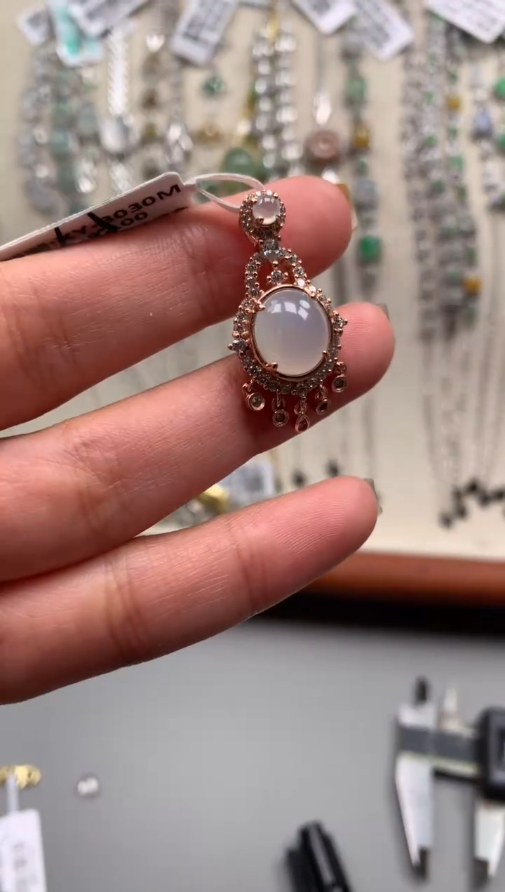 银S925镶嵌戒指翡翠吊坠