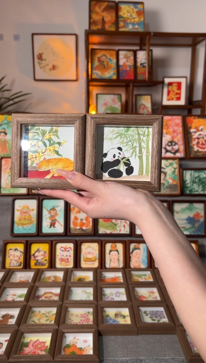 【闪购商品】国画桂花猫咪 翠竹熊猫 一组11