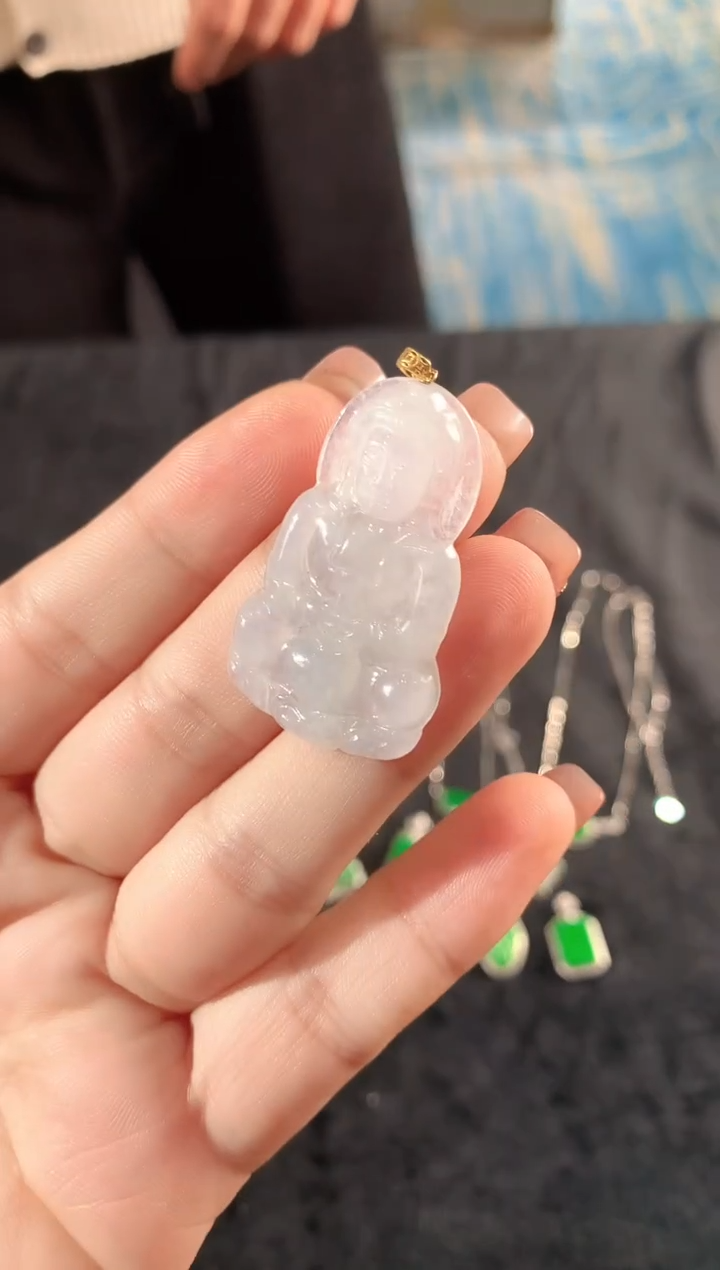 【闪购商品】翡翠吊坠(不含链)18K金镶嵌155lyx时尚
