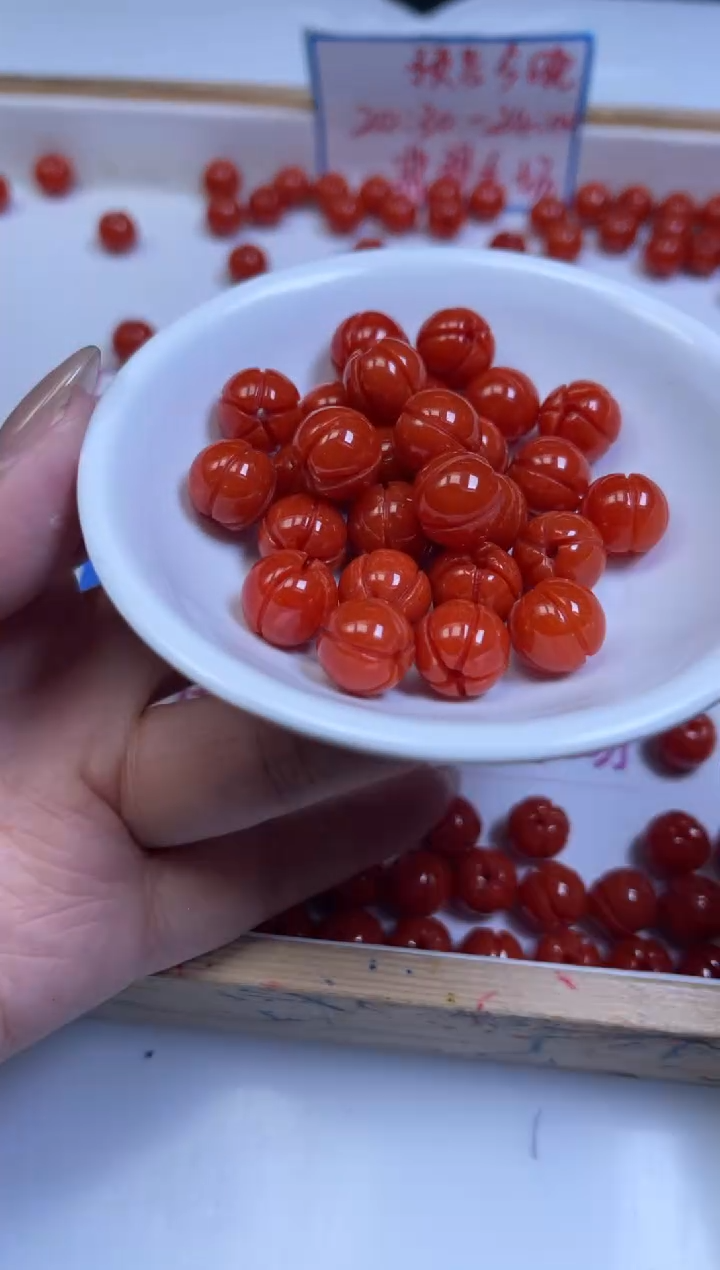 未镶嵌散珠南红玛瑙E980 柿子南红南瓜珠12mm5个9.9元