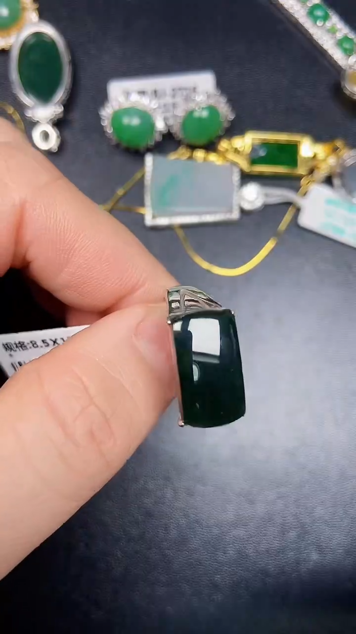 银S925镶嵌戒指翡翠2730