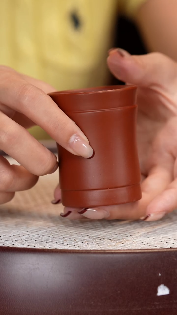 紫砂茶杯大红袍束腰杯