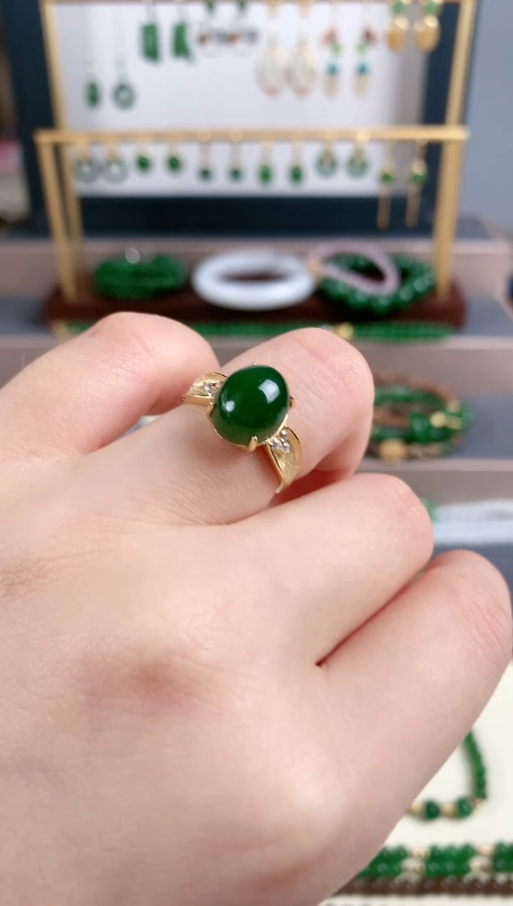 银S925镶嵌戒指和田玉1