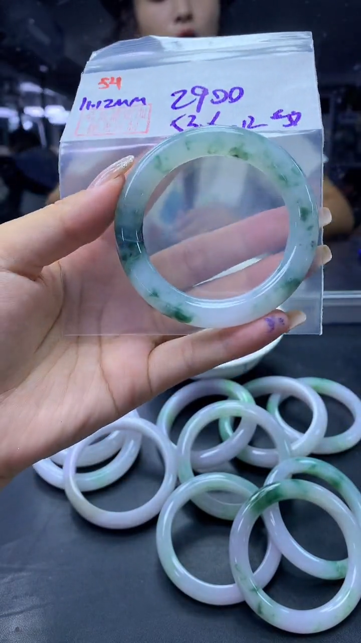 未镶嵌定制翡翠54手镯53.6纹+2900元+拍一发一