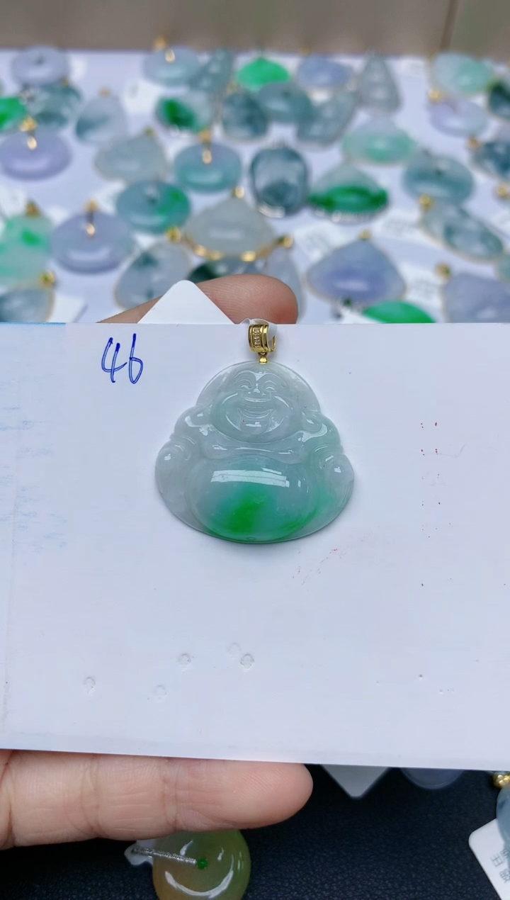 【闪购商品】翡翠颈饰18K金镶嵌天然翡翠A货    46
