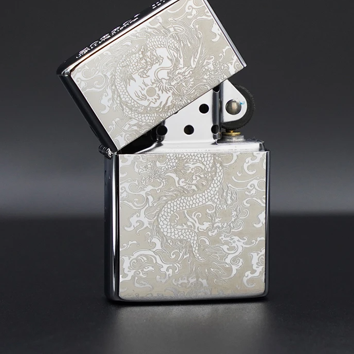 ZORRO佐罗防风煤油打火机男士限量亮铬祥云龙创意节日礼物送男友