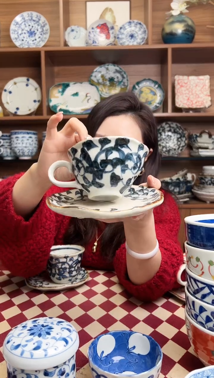 【闪购商品】瓷片章鱼唐草   红茶杯套装