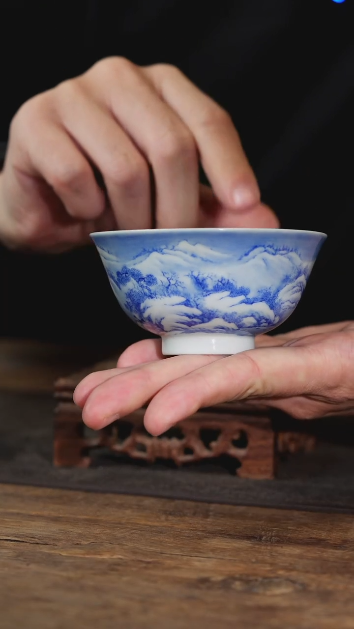 【闪购商品】摆件【瓷见如故】云山片子玉雪景杯