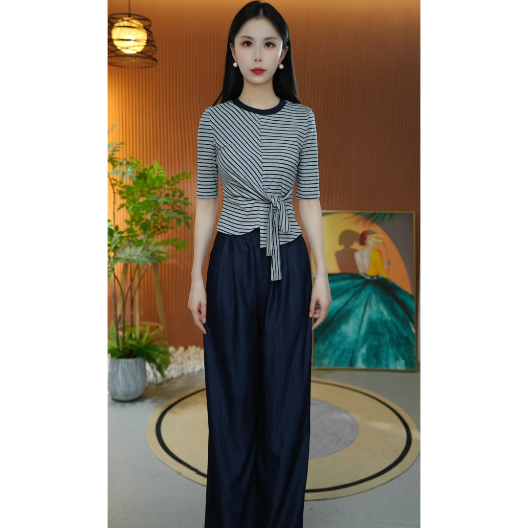 上衣+裤子秋季新款时尚收腰修身显瘦套装洋气减龄气质两件套套裤