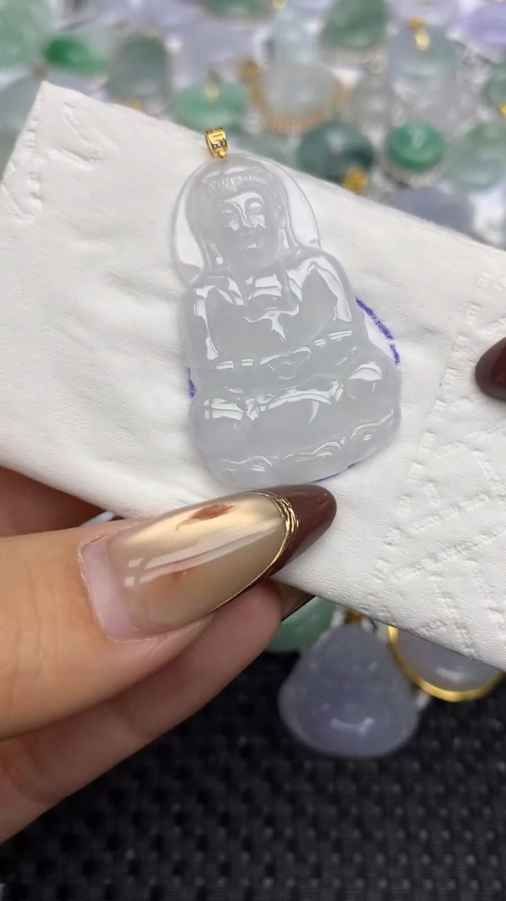 颈饰18K金镶嵌翡翠   天然翡翠A货  百元以上9米证书费自理