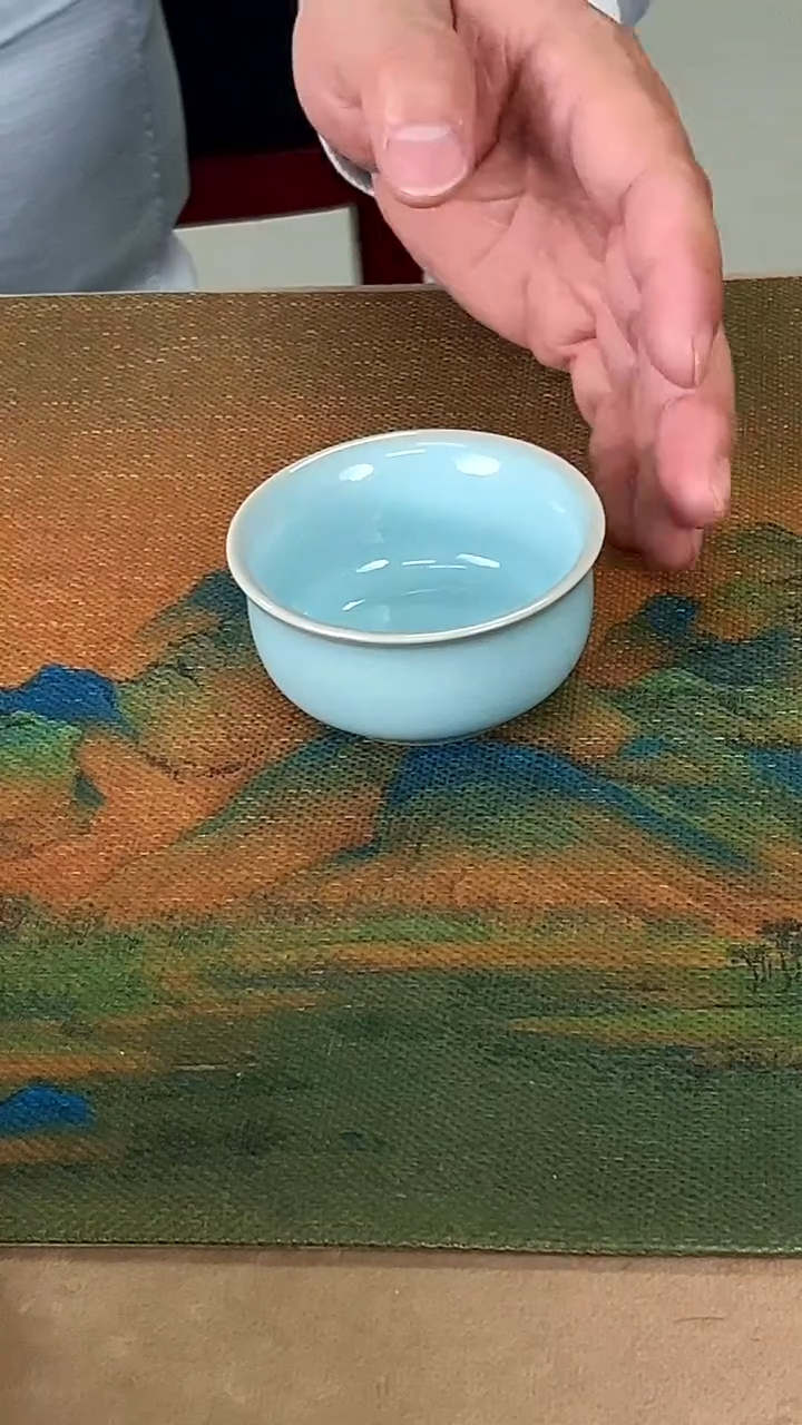 杯子瓷韩红天青釉小如意