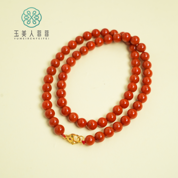 石惑珠宝%南红圆珠项链约7mm%多样性发一