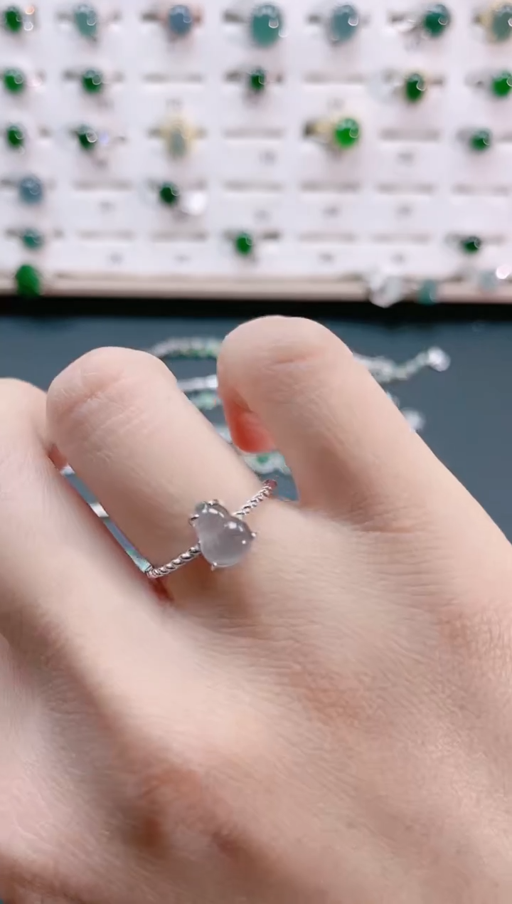 【闪购商品】翡翠戒指银S925镶嵌天然翡翠