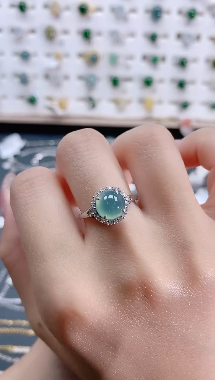 【闪购商品】翡翠银S925镶嵌戒指天然翡翠