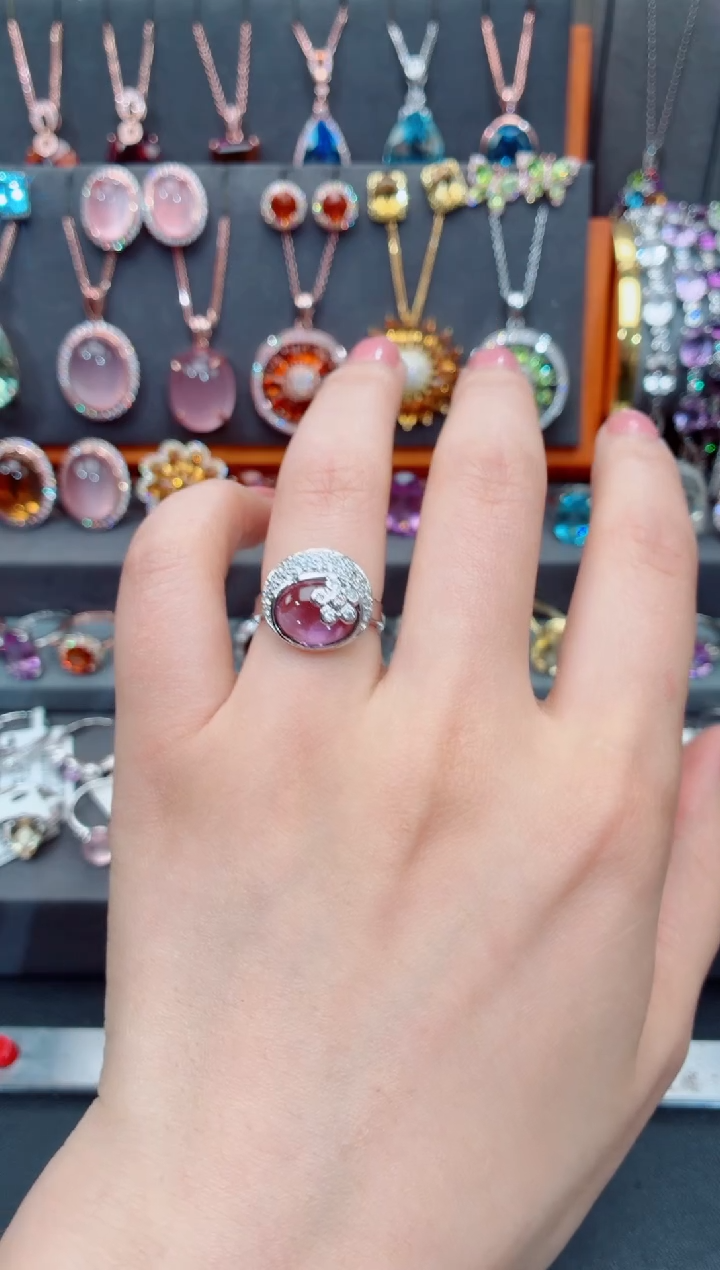 银S925镶嵌戒指水晶水晶戒指