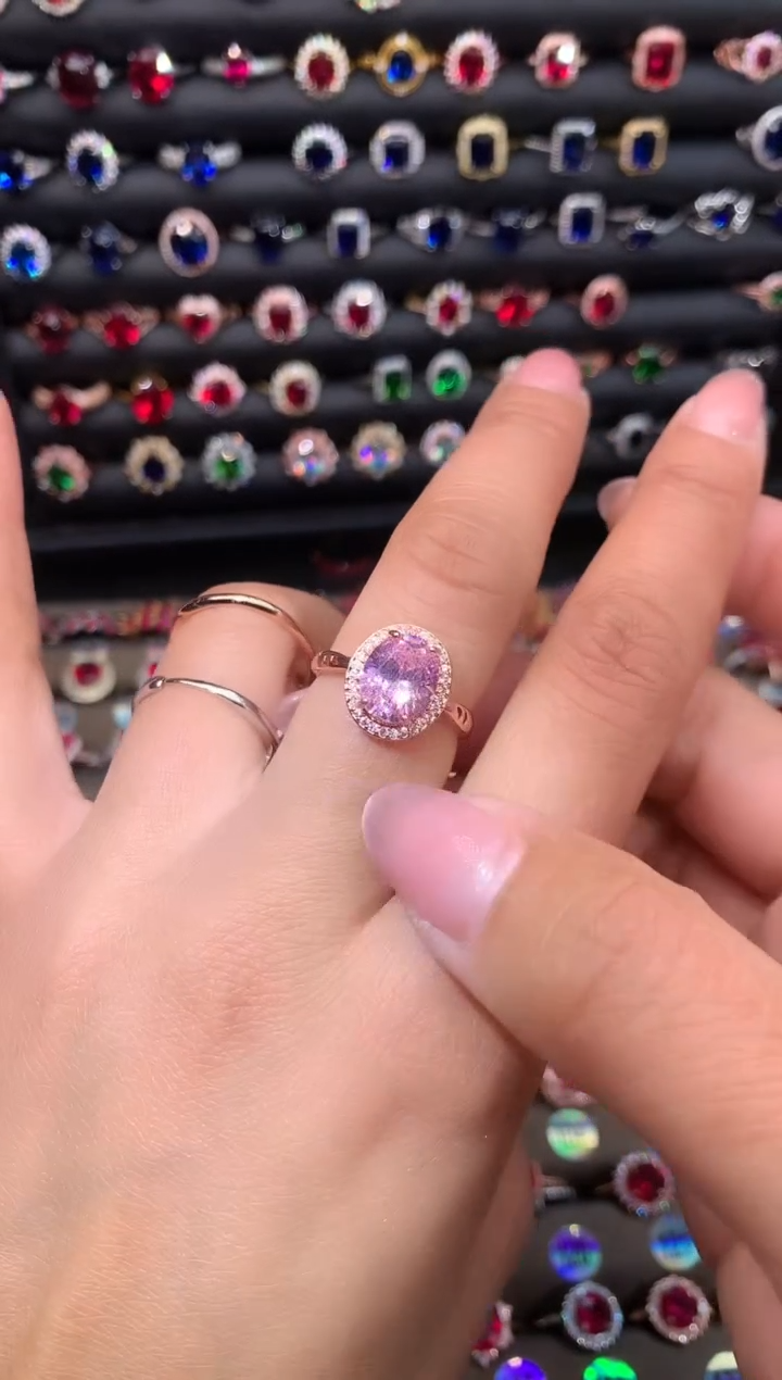 【闪购商品】蓝宝石戒指银S925镶嵌玫瑰金