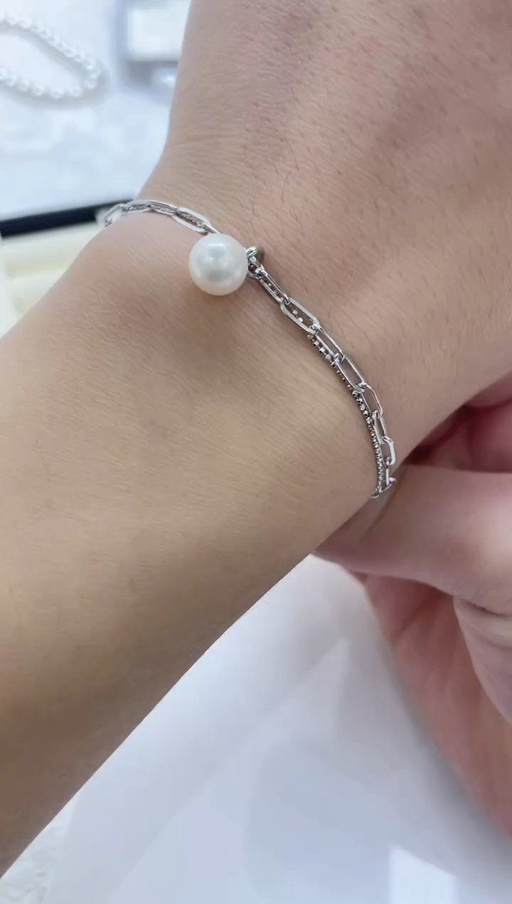 【闪购商品】海水珍珠手链银S925镶嵌海水珍珠手链