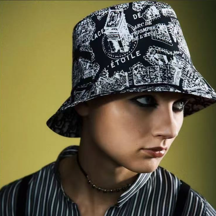 未使用 DIOR/迪奥 Teddy-D 双面窄檐桶帽 黑色