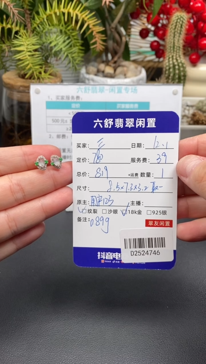 18K金镶嵌翡翠耳饰??D2524746