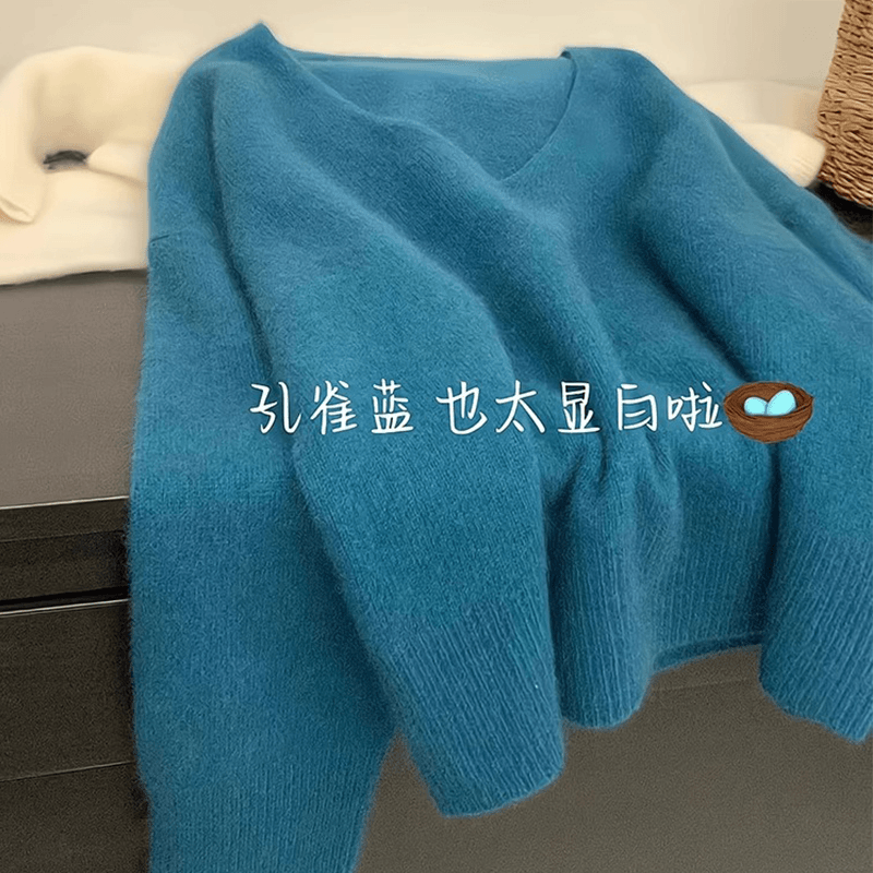 v领毛衣女2025春秋季新款慵懒风软糯短款套头内搭打底针织衫上衣