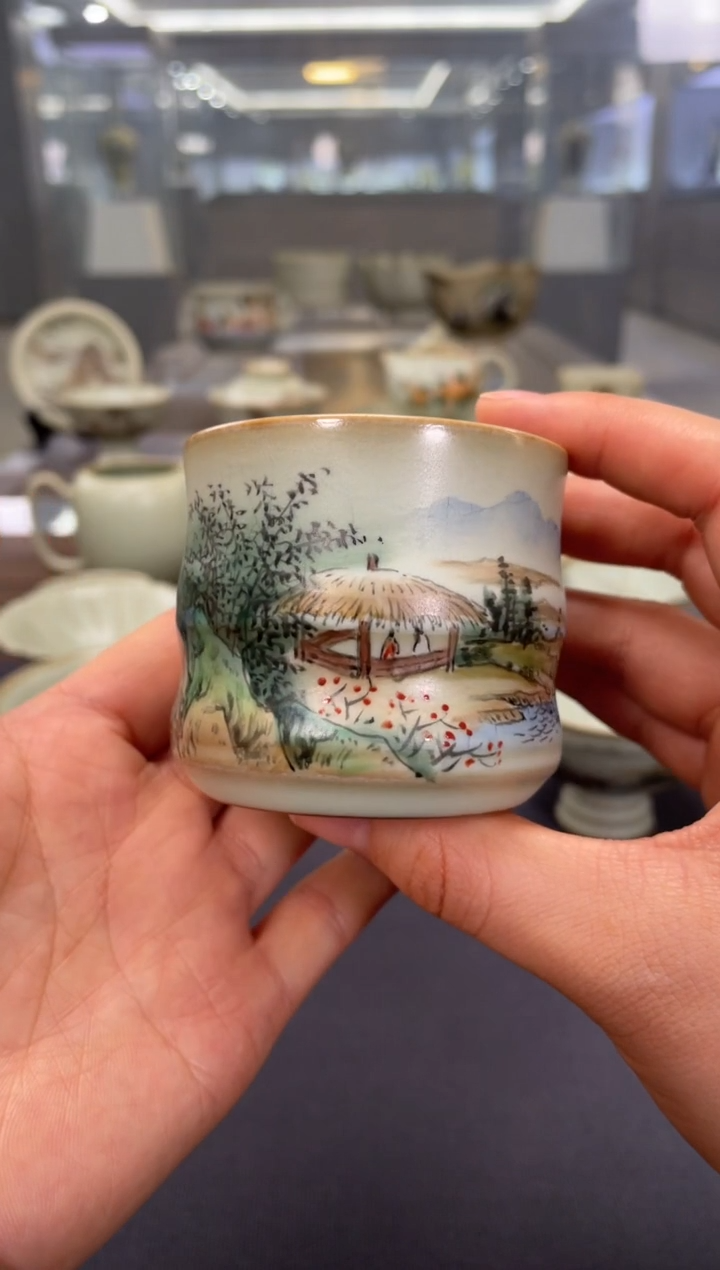 【闪购商品】周泽堂余秀华彩绘竹影杯（竹林茅屋）
