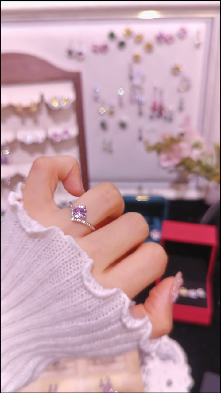 合金无粉色戒指 