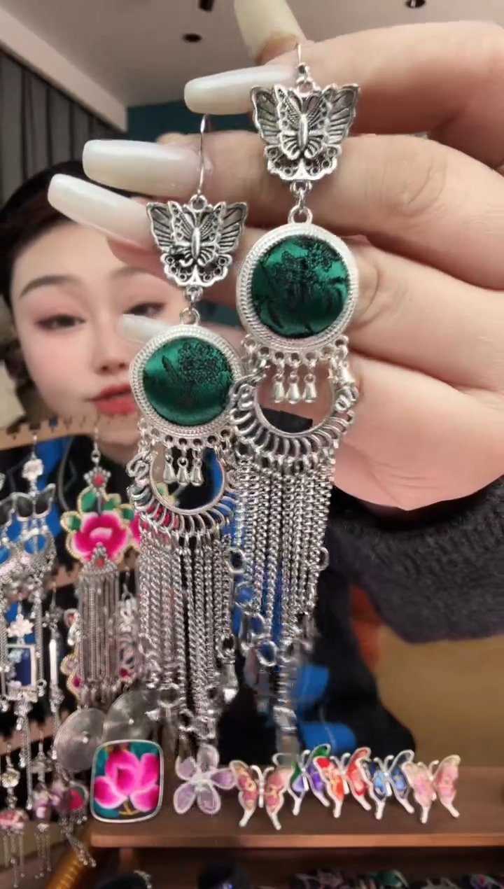 刺绣纯手工民族风刺绣耳环