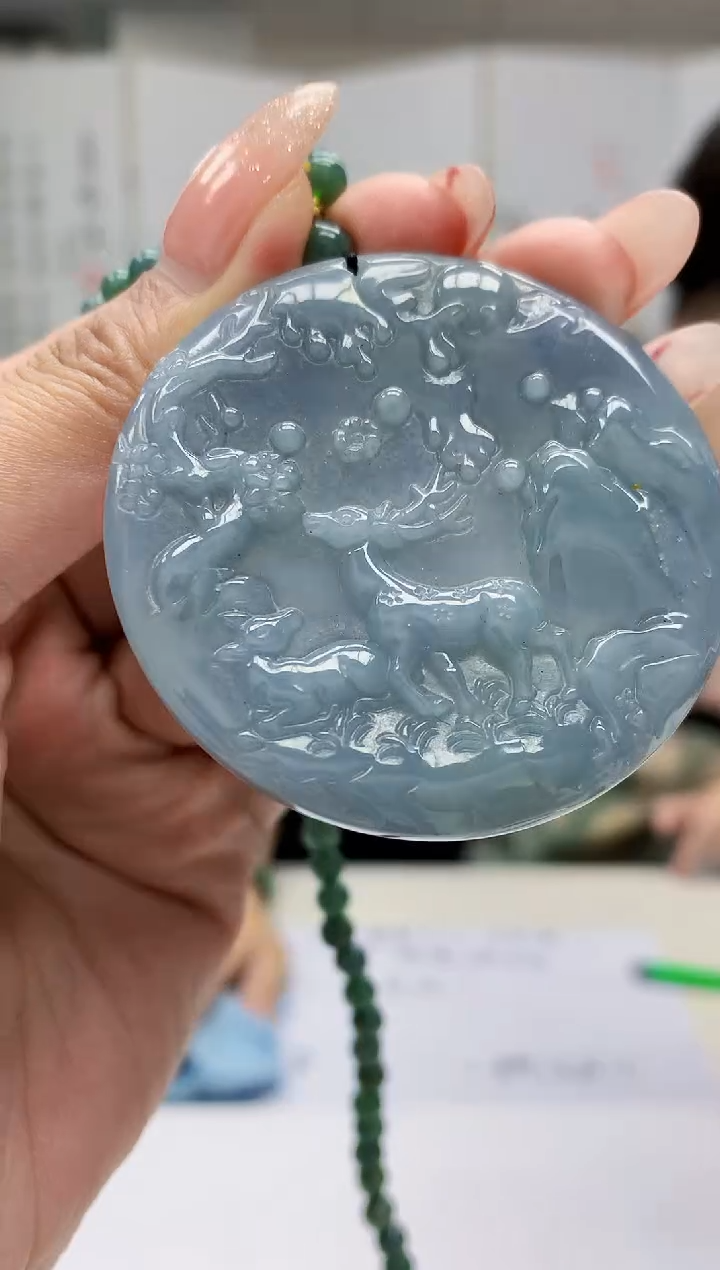 【闪购商品】定制翡翠未镶嵌4688MM-毛货挂件53赠珠链