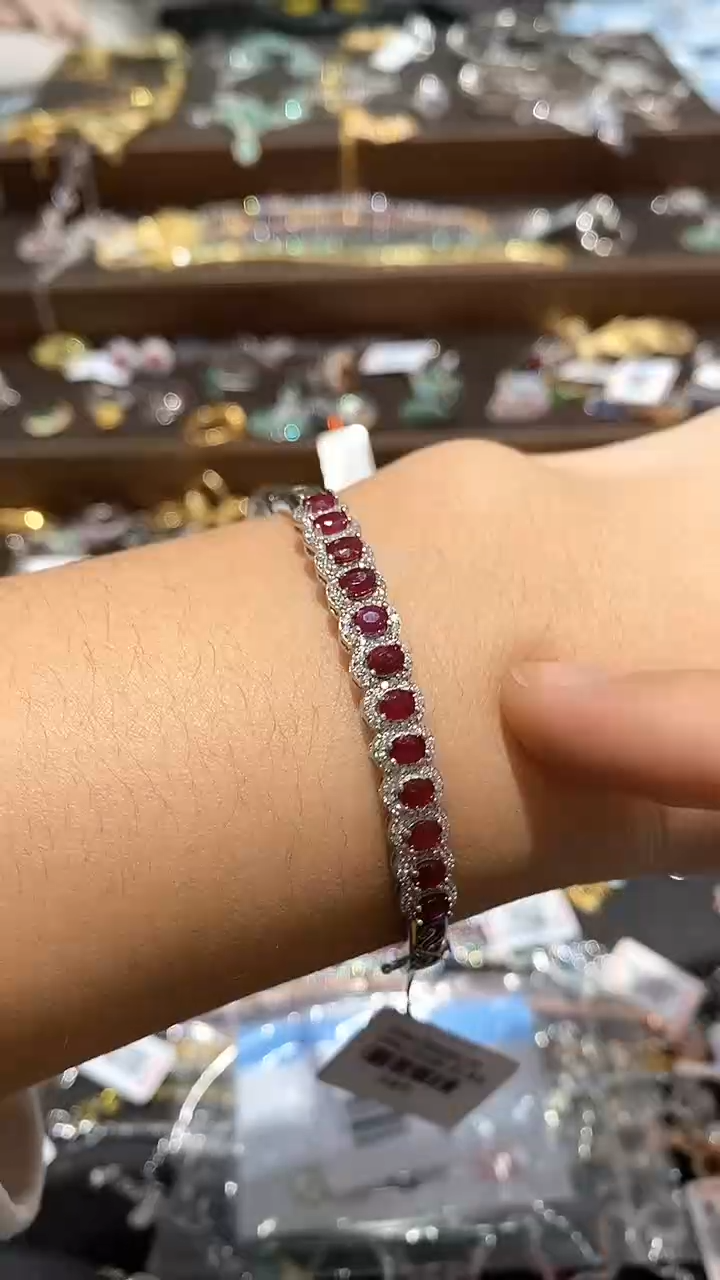 【闪购商品】红宝石手镯银S925镶嵌手镯