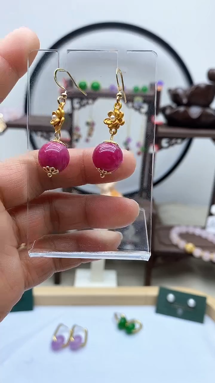 【闪购商品】苏纪石（舒俱来）耳钉银S925镀金镶嵌79