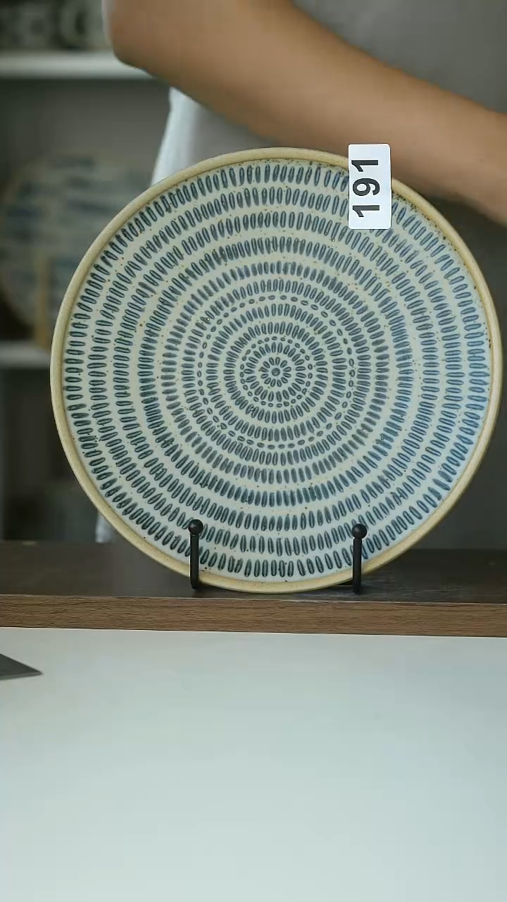 191微瑕青花跳刀21cm早餐盘@4-2@