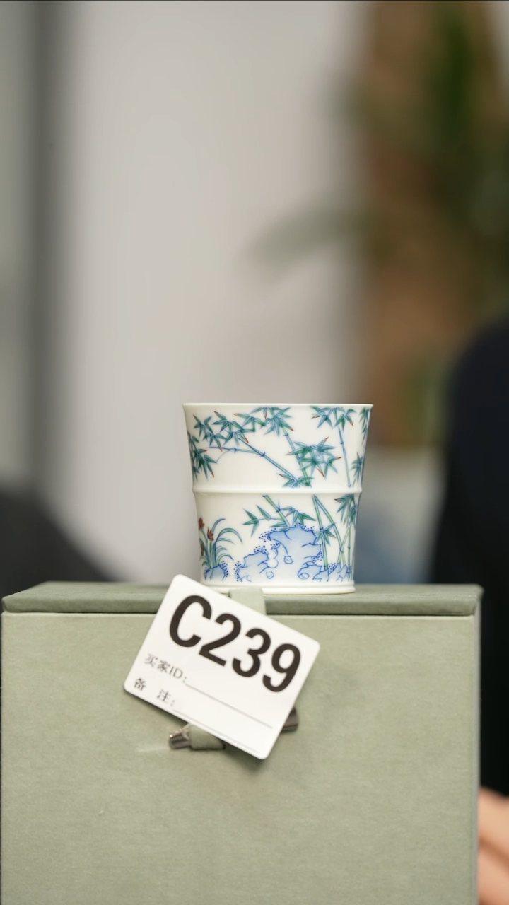 【闪购商品】杯子青花斗彩翠竹竹节杯239