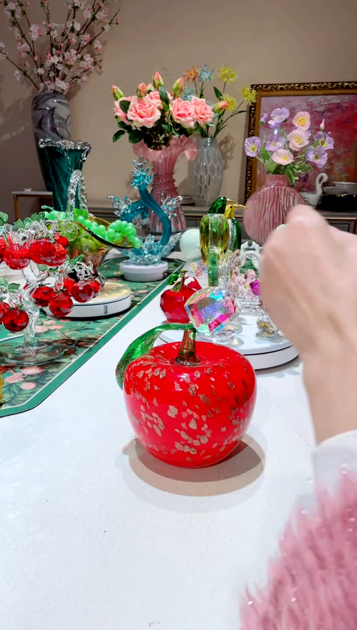 【闪购商品】琉璃手工艺品红色琉璃苹果  