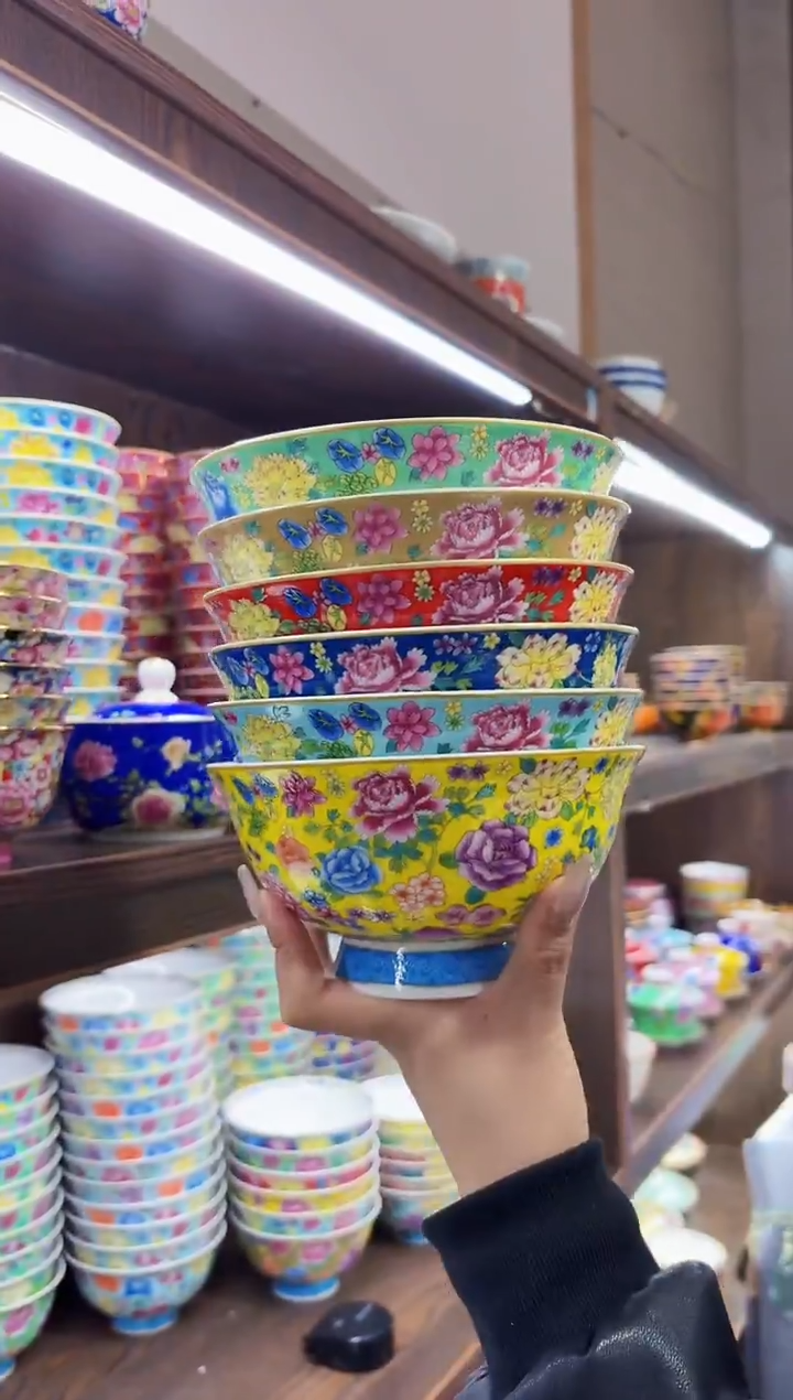 珐琅  6英寸面碗6个景德镇陶瓷