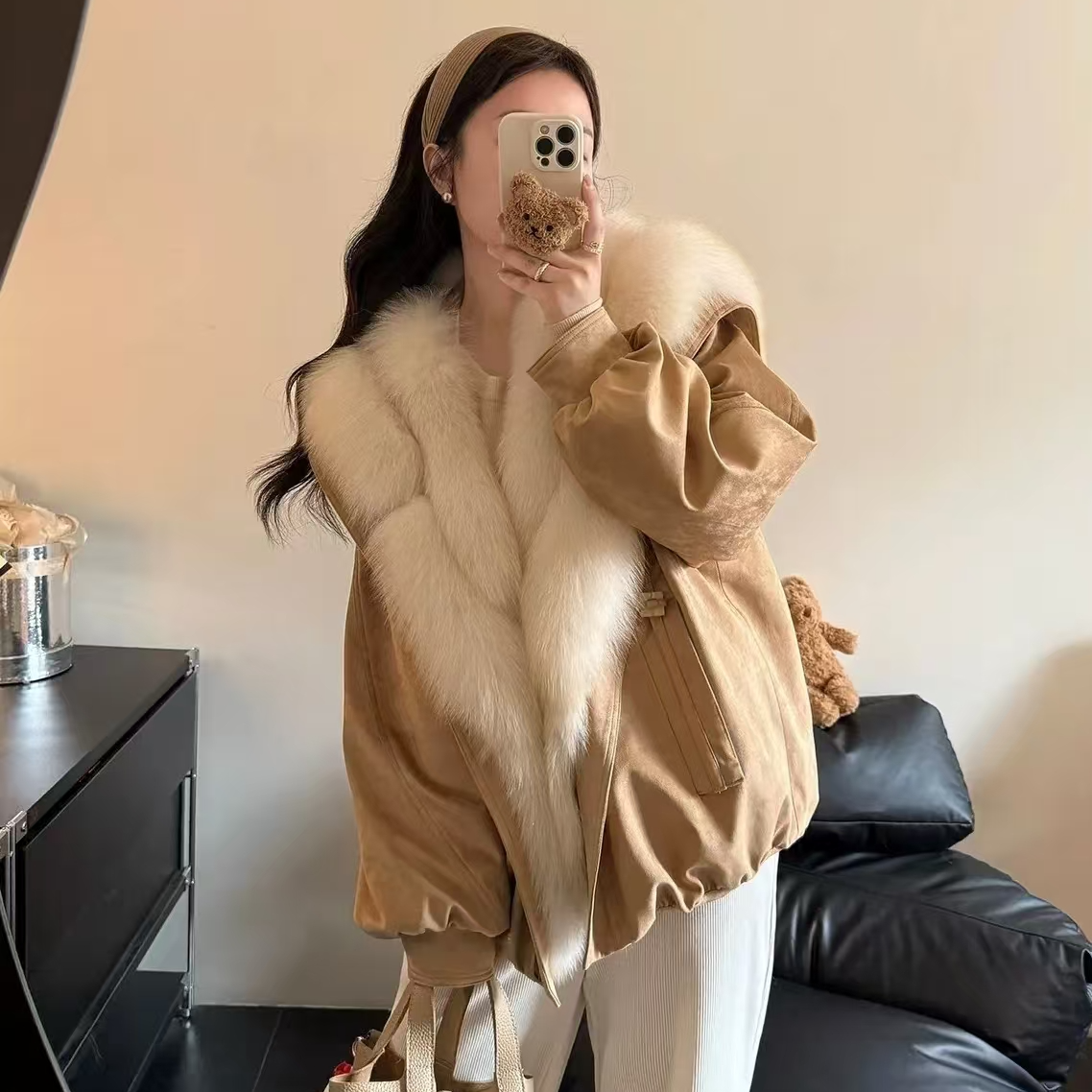 2025年冬新款狐狸毛鹅绒内胆外套