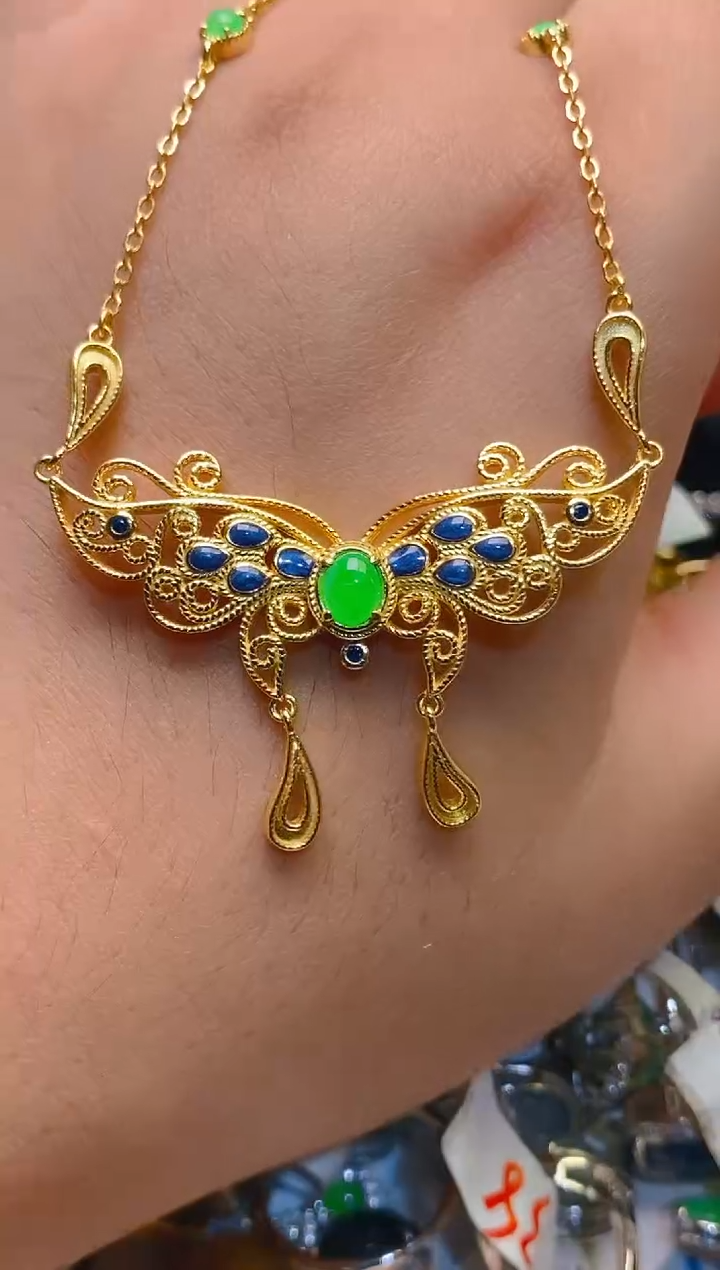 翡翠银S925镶嵌耳饰天然A货翡翠1