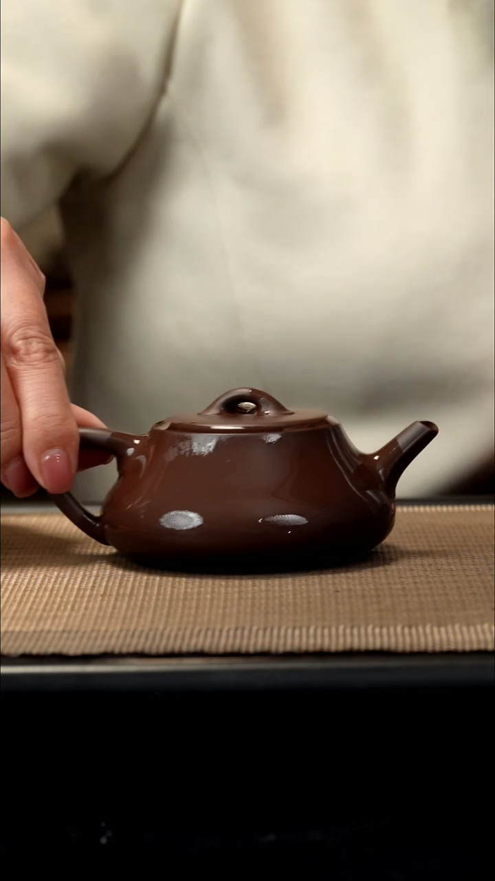 紫砂茶盏老紫泥叶瓢160CC