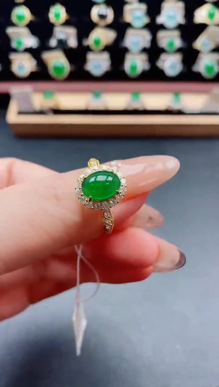 银S925镶嵌戒指翡翠1