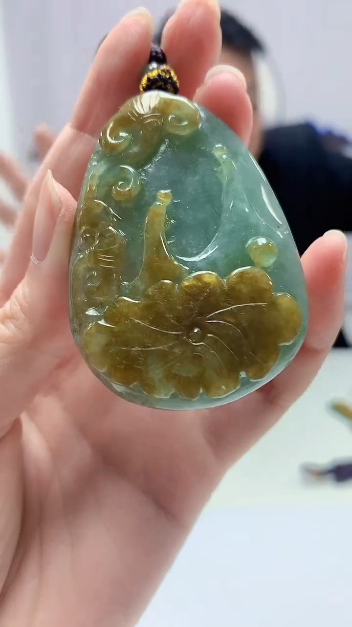 【闪购商品】定制翡翠未镶嵌4969zm-毛货挂件和和美美43