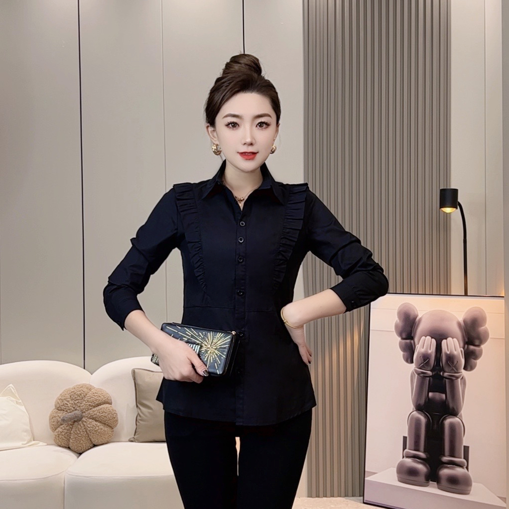 新款【单款】春季韩版气质显瘦长袖女衬衫时尚6889