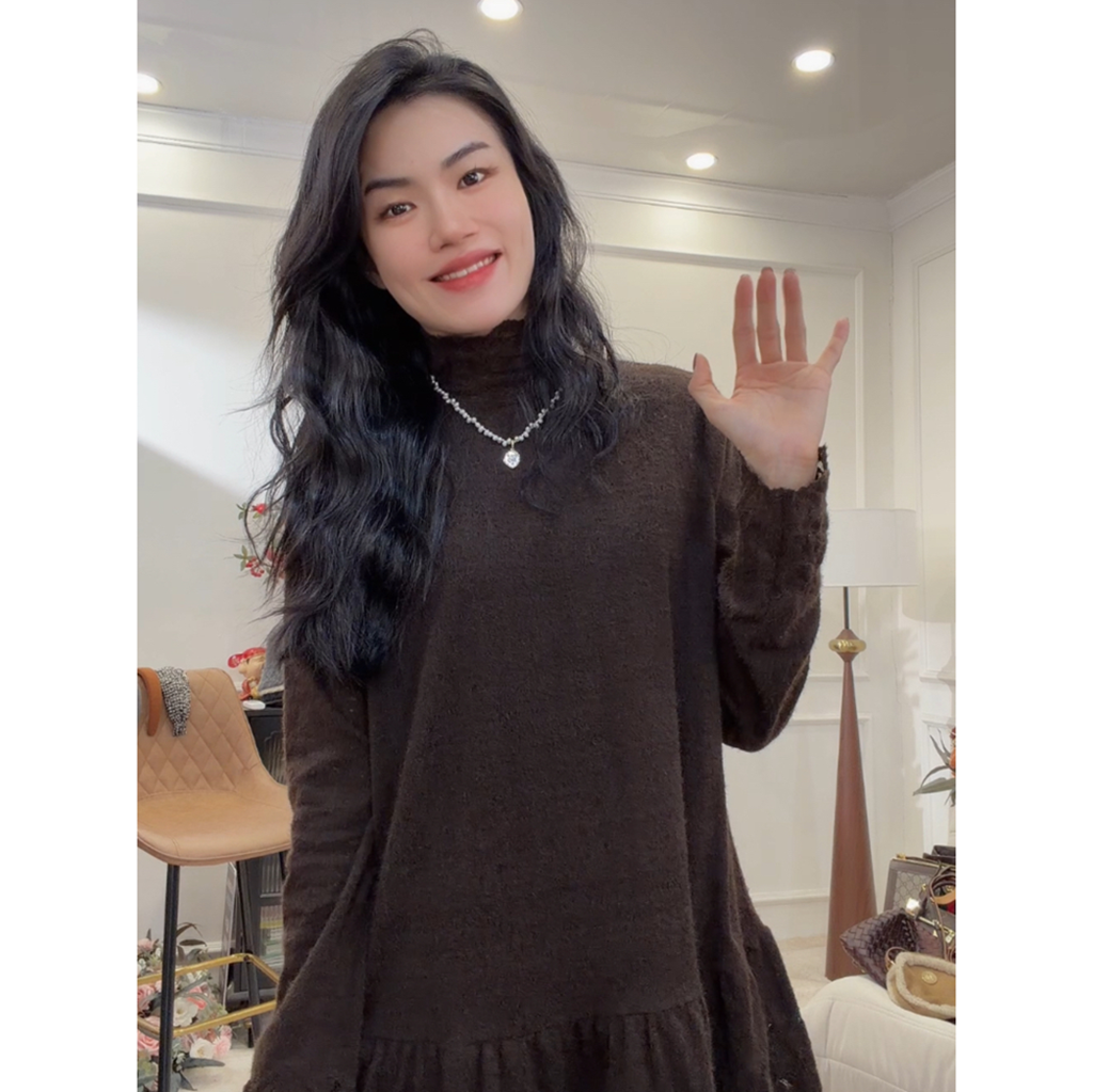 【冬日晚风】冬季磨毛立领气质百搭蕾丝长袖T恤