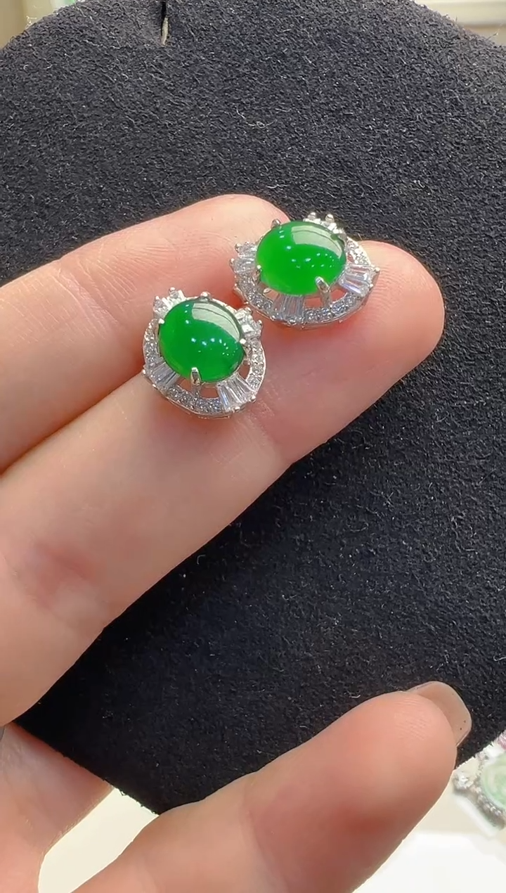 【闪购商品】翡翠耳饰银S925镶嵌多样性发货拍一发一