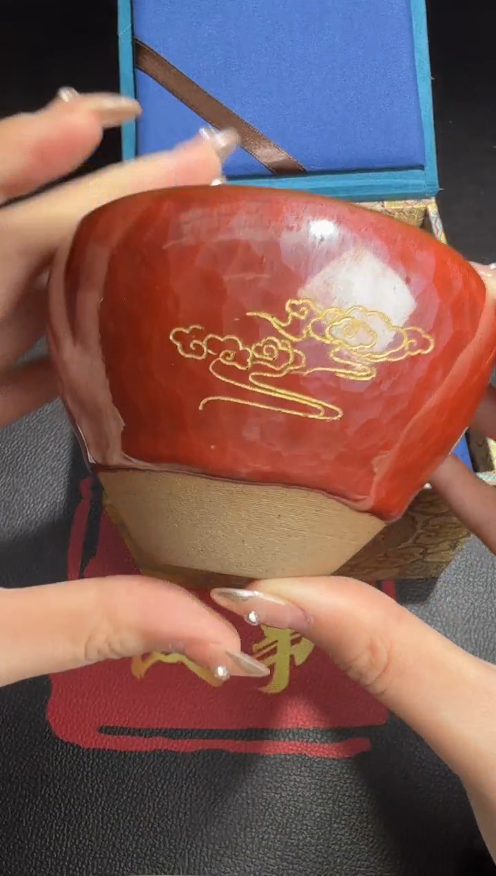 茶盏廖设生柿红祥云60