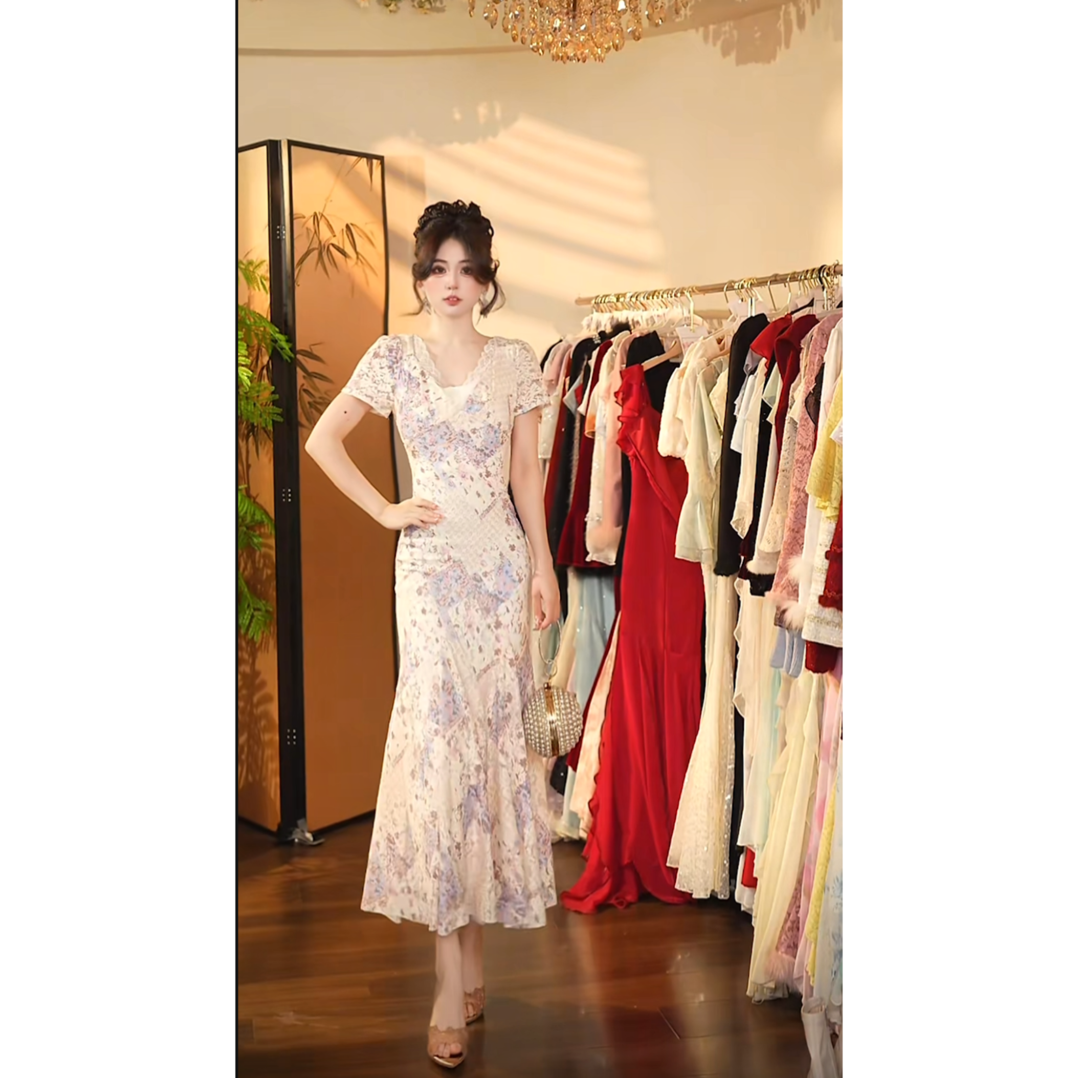   瑞瑞定制-1074海棠胭脂连衣裙YQ678