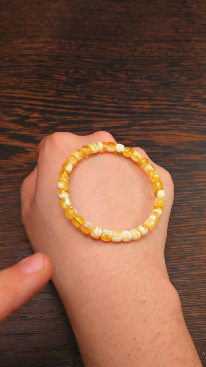 【闪购商品】蜜蜡手链未镶嵌2572/6.5mm金白老型手串