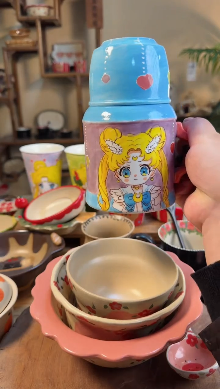 【闪购商品】美少女保温杯高温瓷器