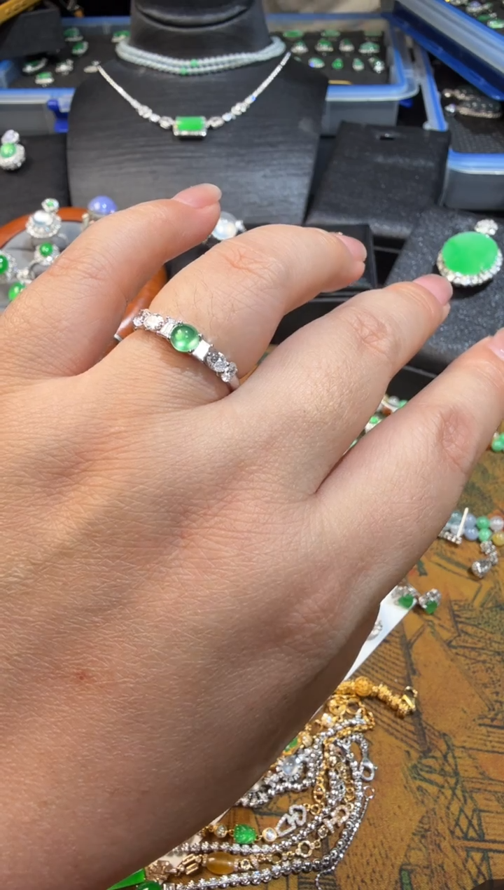 18K金镶嵌戒指翡翠酱**饭S1117-S459-27