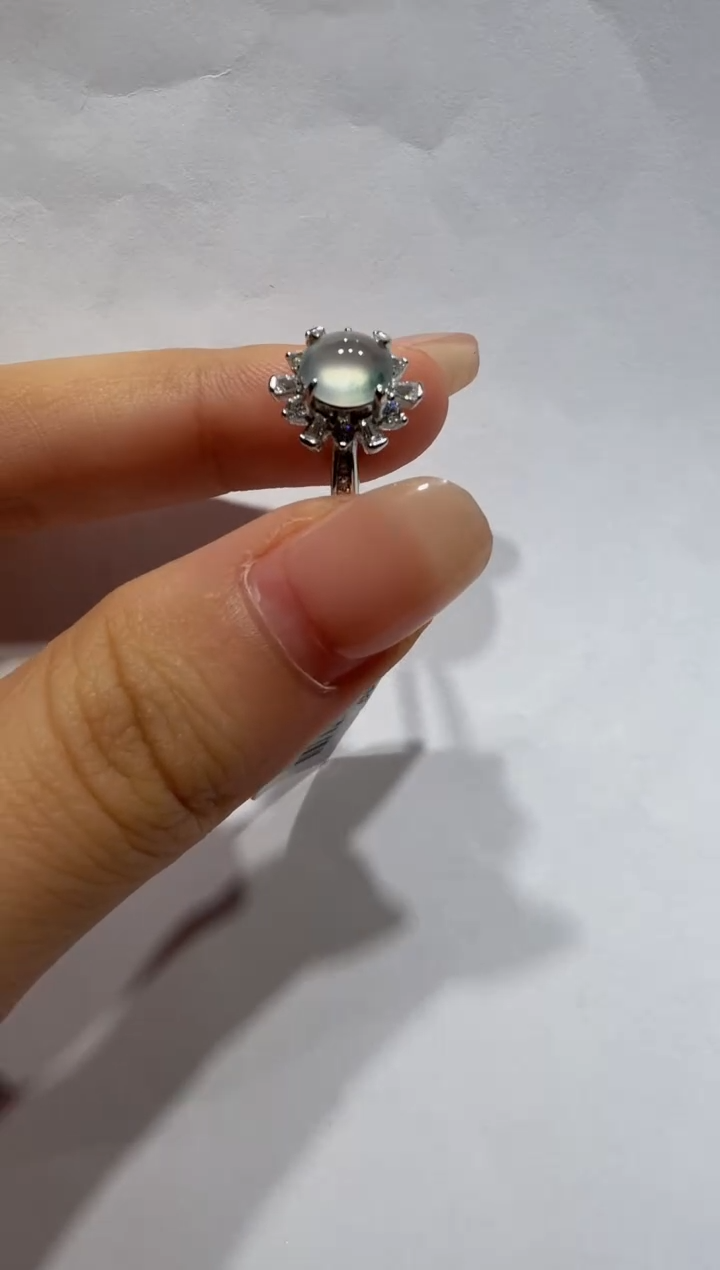 银S925镶嵌戒指翡翠缅甸A货翡翠戒指