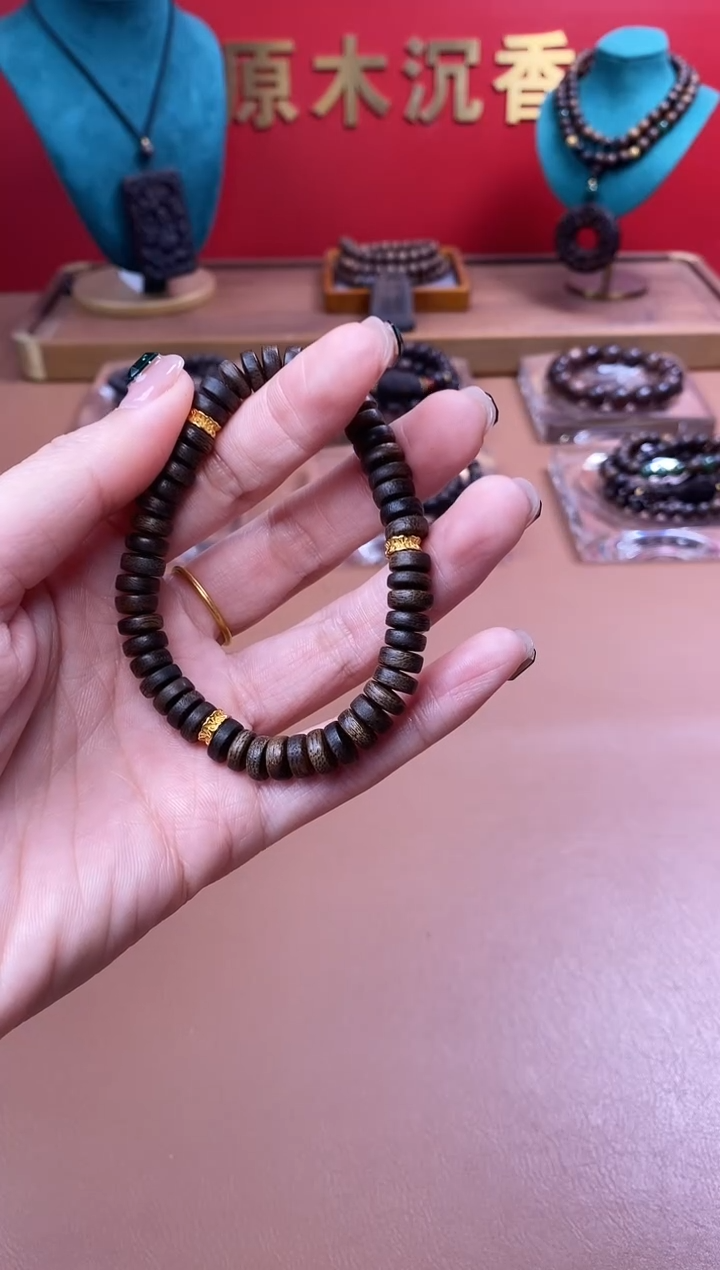 【闪购商品】沉香手串Y沉水越南芽庄白棋楠雷击片片珠单圈
