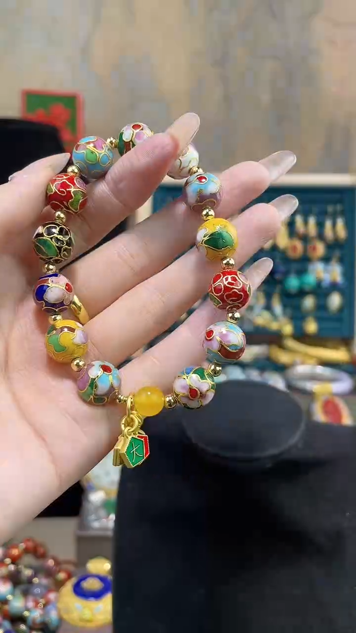 非遗手工景泰蓝手串1.2 多宝色